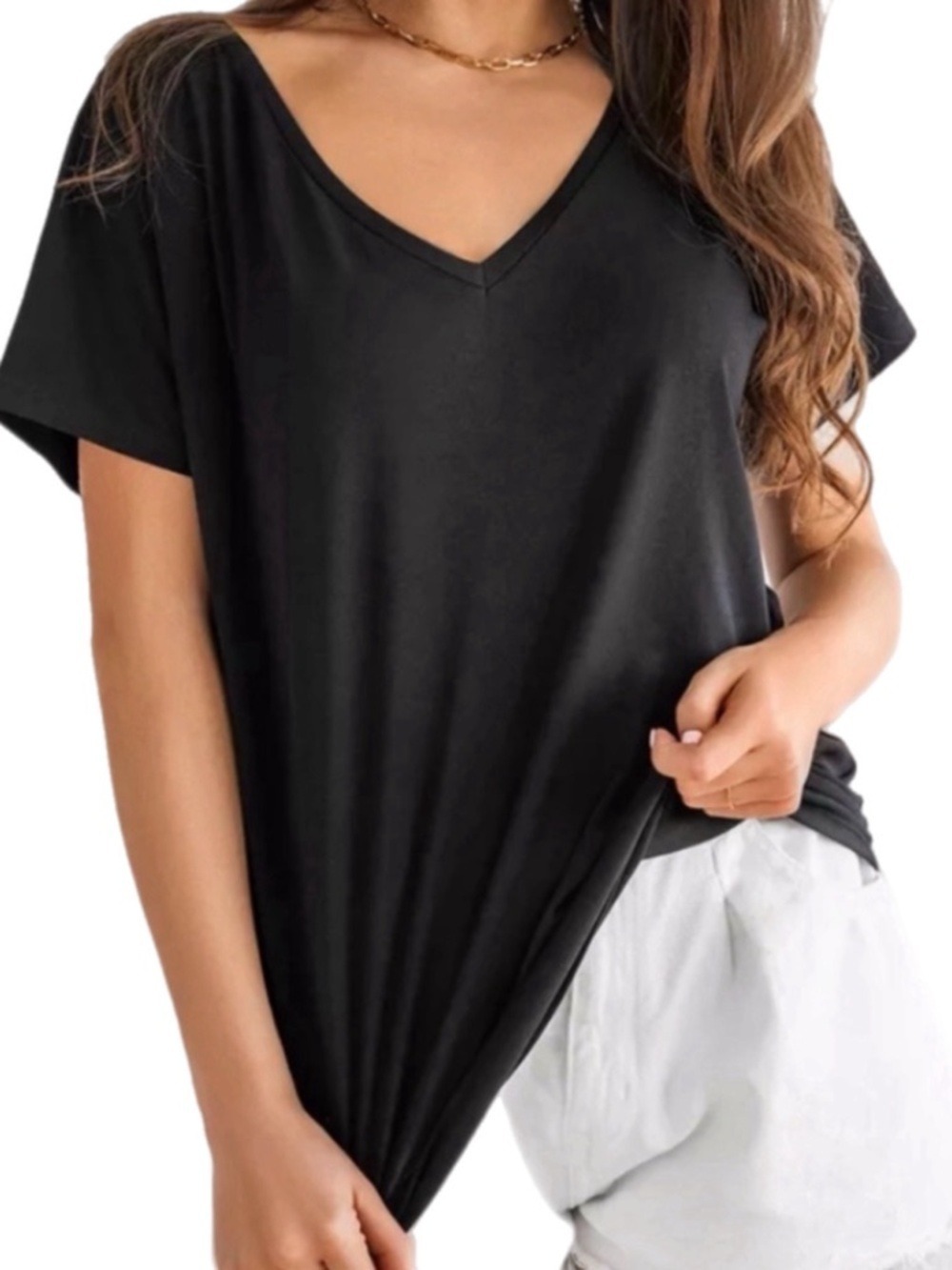 Zenana Oversized Premium Real Modal Short Sleeve, V-neck, High/Low Top NWT
